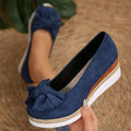 Women Spring Autumn Bow Embellishment Vintage Thick Sole Fashionable Zpaxo Blue 39