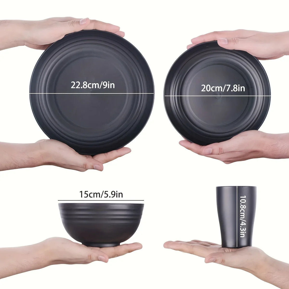16 Non Fragile Meal Plates Wheat Straw Dishes Tableware Microwave