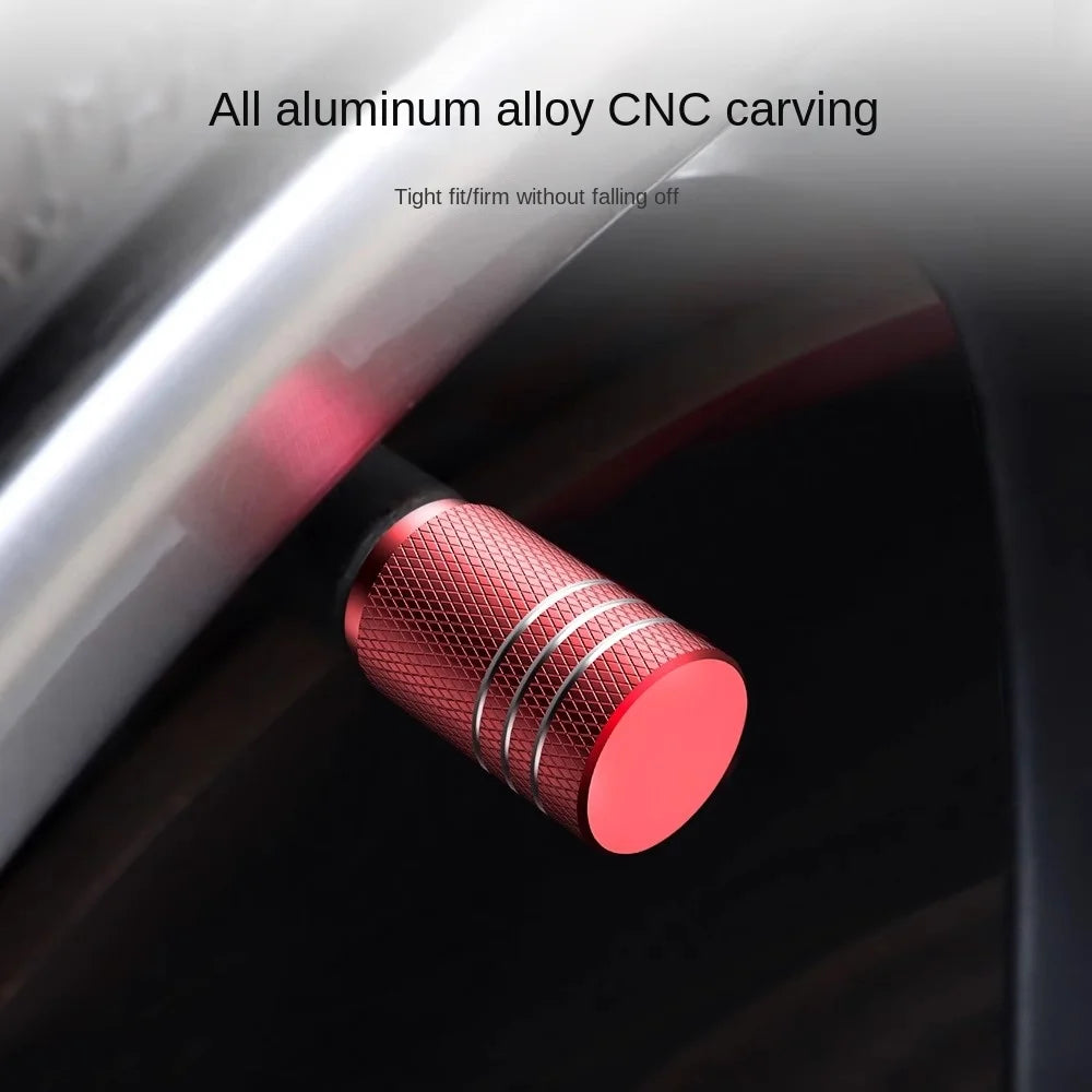 4-Pack Aluminum Knurled Tire Valve Stem Caps – Universal Fit