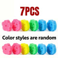 7pcs Smiley Face Temperature-Changing Cleaning Sponges，Colorful Kitchen Dishwashing Tools for Summer Grease Removal Cleaning Zpaxo 7PCS