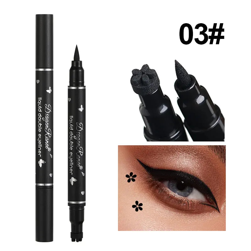 Double-Ended Stamp Eyeliner Waterproof Non-Smudge Eyeliner Liquid Pen Quick-Drying Waterproof Sweat-Proof Not Easy to Smudge Eyeliner Stamp Eyeliner Liquid Zpaxo 3