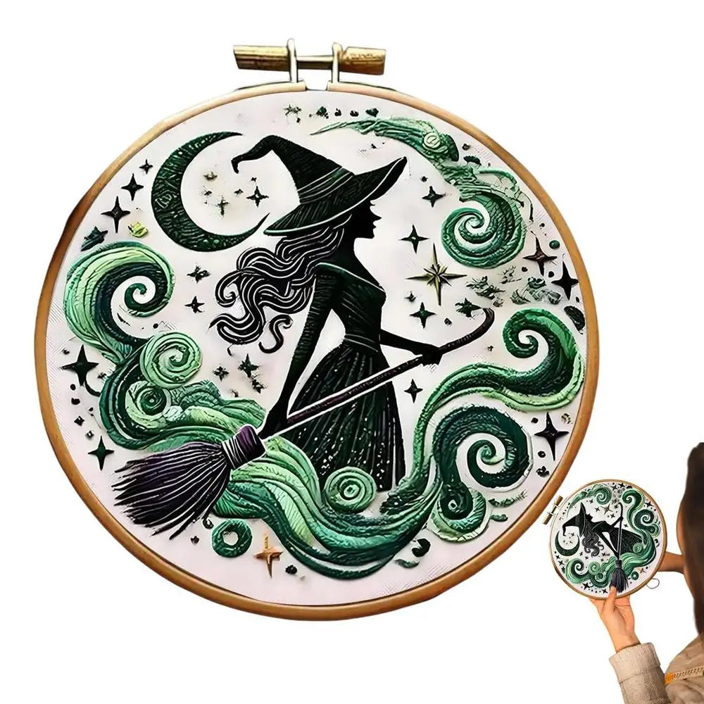 Witch Embroidery Patterns Hand Embroidery Material Supplies Handy Sewing Kit Creative Beginners Adults Crafts For Halloween Zpaxo C China Mainland