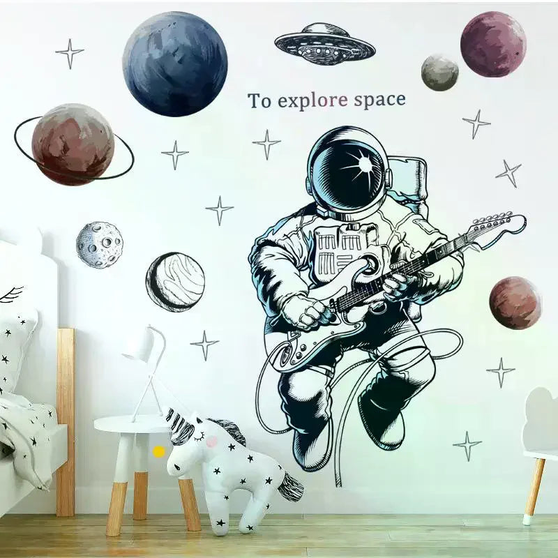 Astronaut Wall Stickers For Kids Room Nursery Kindergarten Decor Art Remvable PVC Tile Decals Zpaxo
