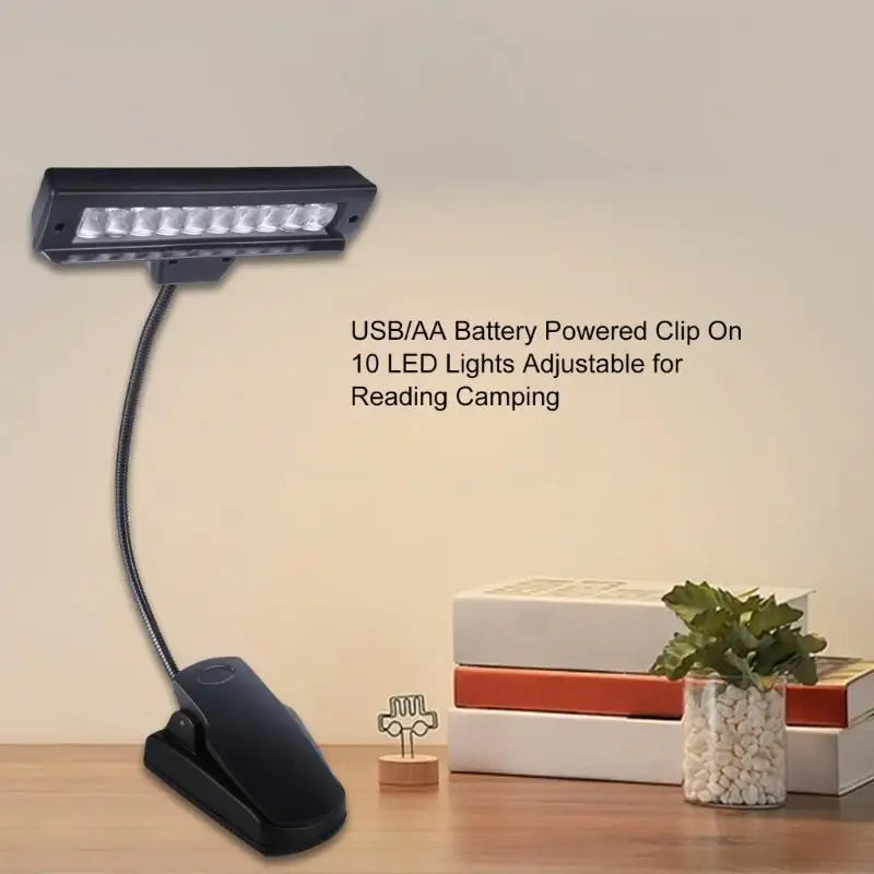 652F Flexible 10 LED Clip Light Cold White USB AA Battery Operated Zpaxo