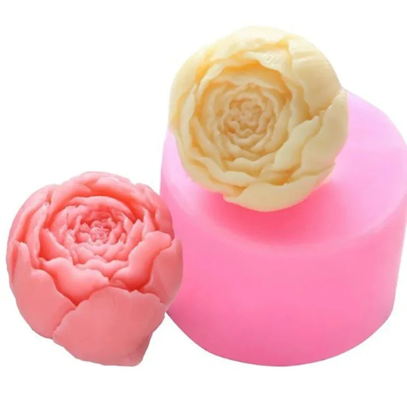 Round Shape 3D Flower Peony Silicone Mold Chocolate Flip Sugar Baking Gypsum Diy Soap Zpaxo