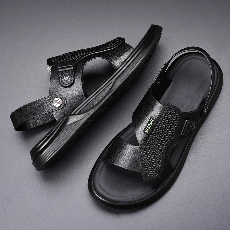 Mens First Layer Sheepskin Summer Sandals Leather Beach Shoes Casual Zpaxo