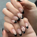 Manicure Long Almond False Nails Flowers Butterfly Aurora Fake French Zpaxo JL0674