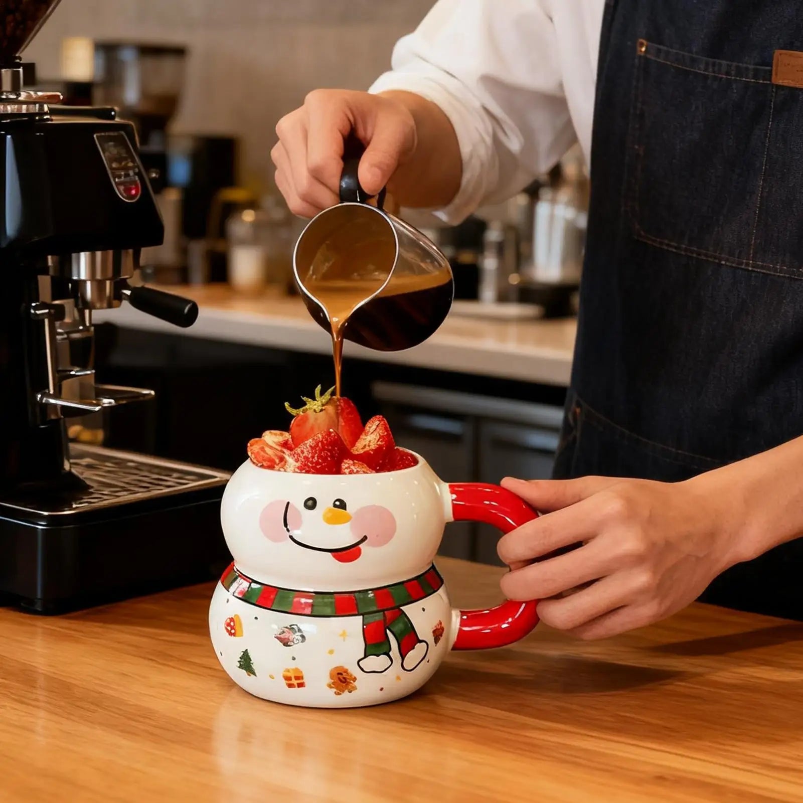 Christmas Mugs Ceramic Cute Drinkware Handle Lid Picnic Fishing