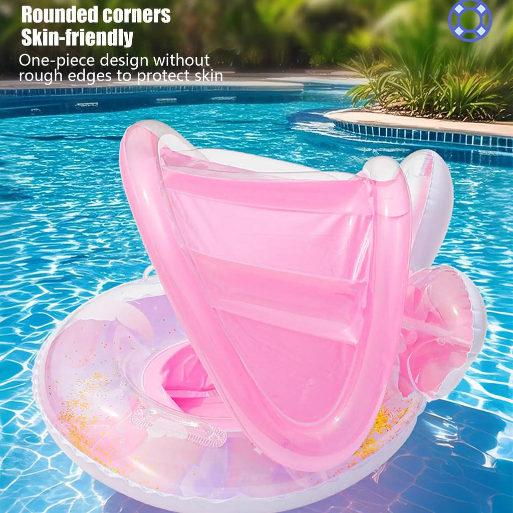 Baby Float Sun Protection Baby Rafts For Pool With Canopy Butterfly Shape Lounge Mat Boat Water Chair For Outdoor Play Swimming Zpaxo