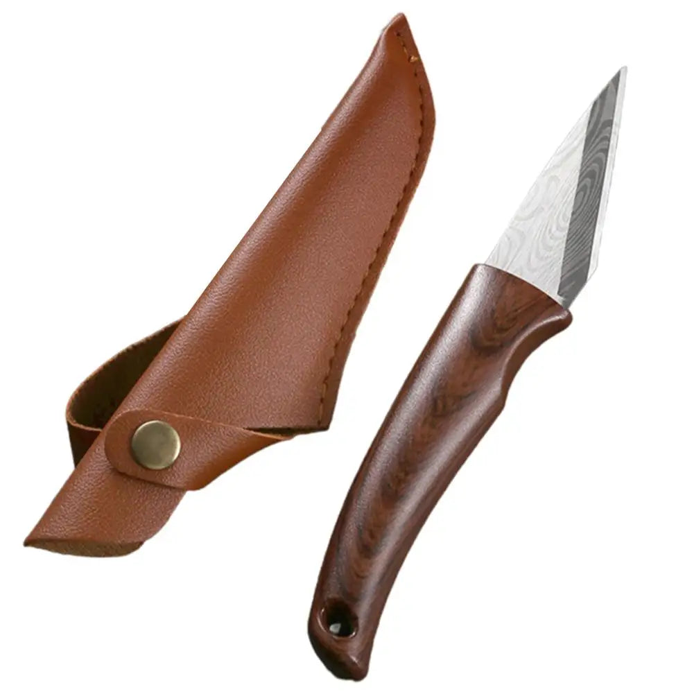 Grafting Knife with Wood Grain Handle & Leather Sheath Grafting Knife Zpaxo 2PCS