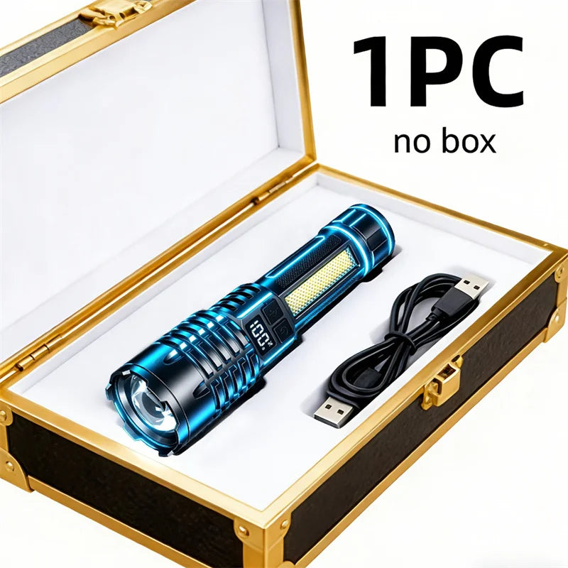 Rechargeable LED Flashlight with COB Side Light & Zoom | Mikenoon LED Camping Flashlight Zpaxo