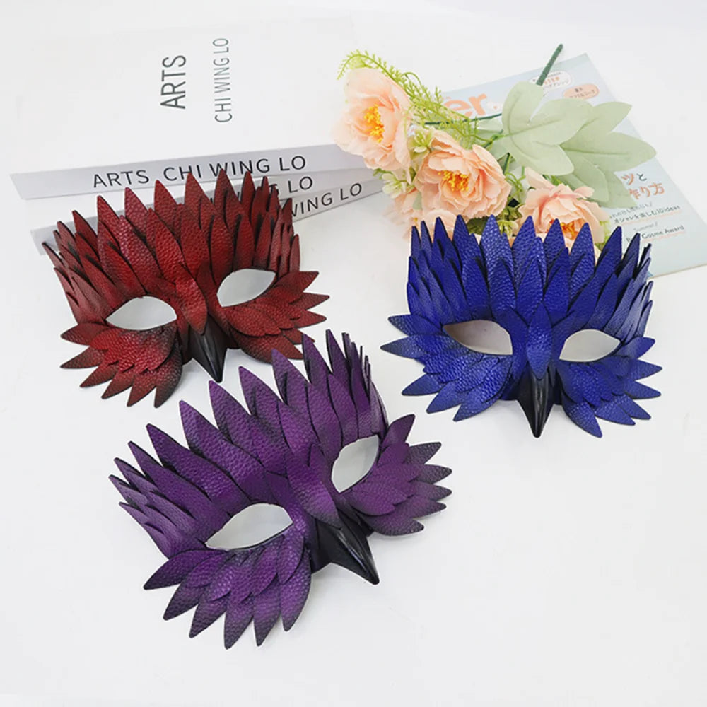 Feather Half Face Mask – Masquerade, Halloween & Costume Party