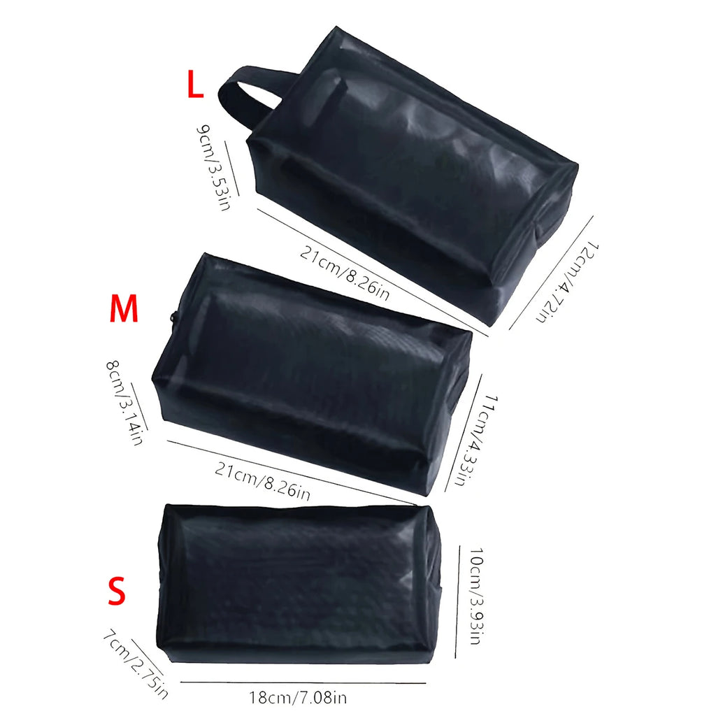 Black Mesh Cosmetic Bag – Travel Makeup & Toiletry Organizer Cosmetic Travel Bag Zpaxo