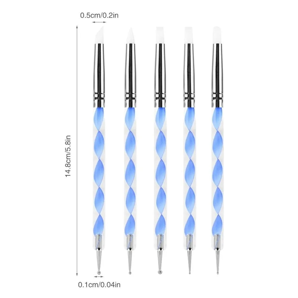 5 8 0 2 Nail Art Silicone Pens Double Ended Tip Sculpting Tools Multi Zpaxo Blue