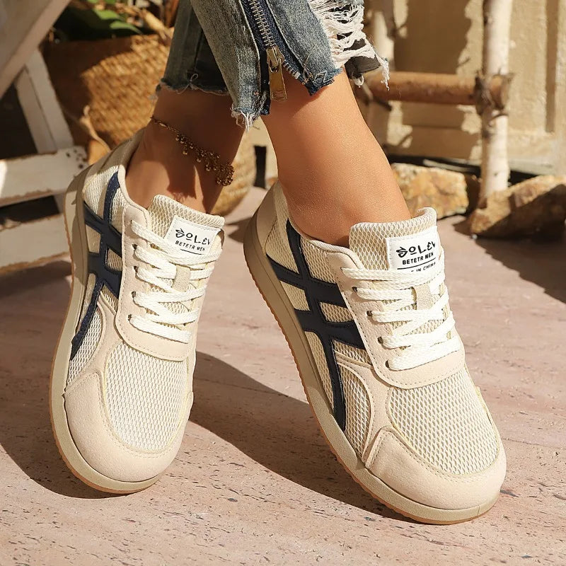 Spring Autumn Women's Mesh Fabric Breathable Vintage Comfortable Zpaxo