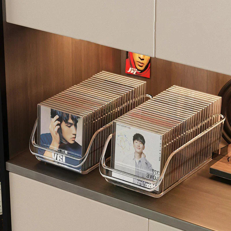 Desktop Disc Black CD Disc Transparent Acrylic Photo Card Organizer Compartment Flip BoxAlbum Storage Box Zpaxo