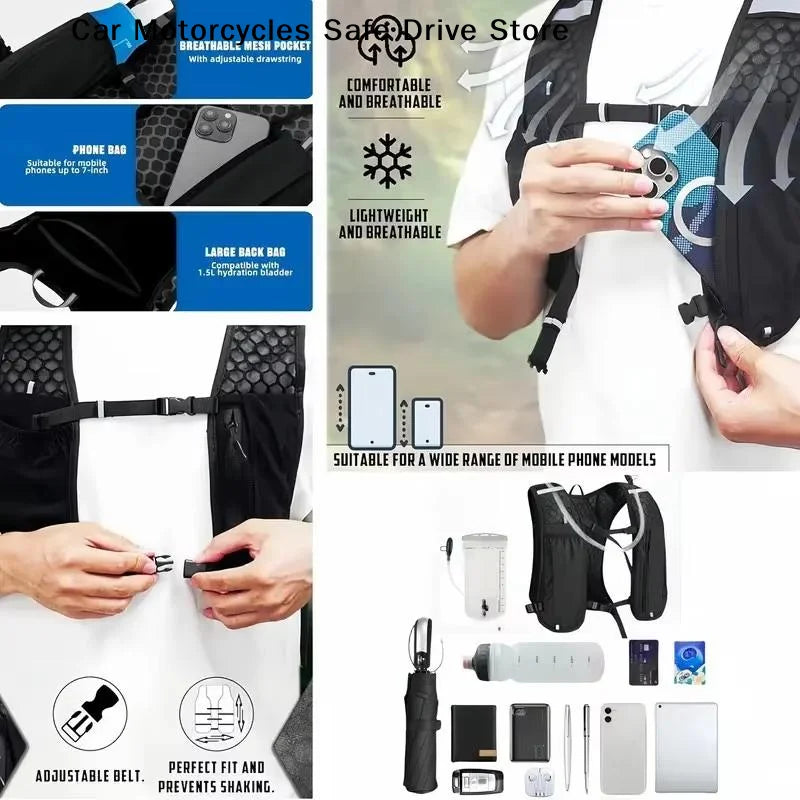 Running Water Bottle Storage Vest Men Women Lightweight Reflective