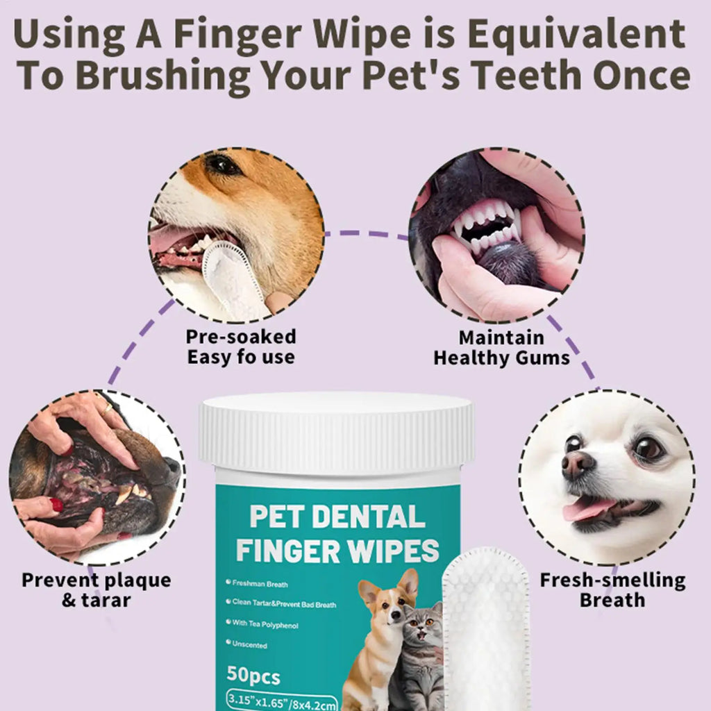Pet Teeth Cleaning Wipes Dental Finger Disposable Gentle Pads Bad
