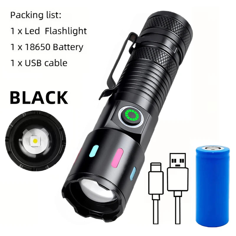Mikenoon Mini LED Flashlight – Rechargeable, Zoomable & Waterproof Rechargeable Flashlight Zpaxo With battery