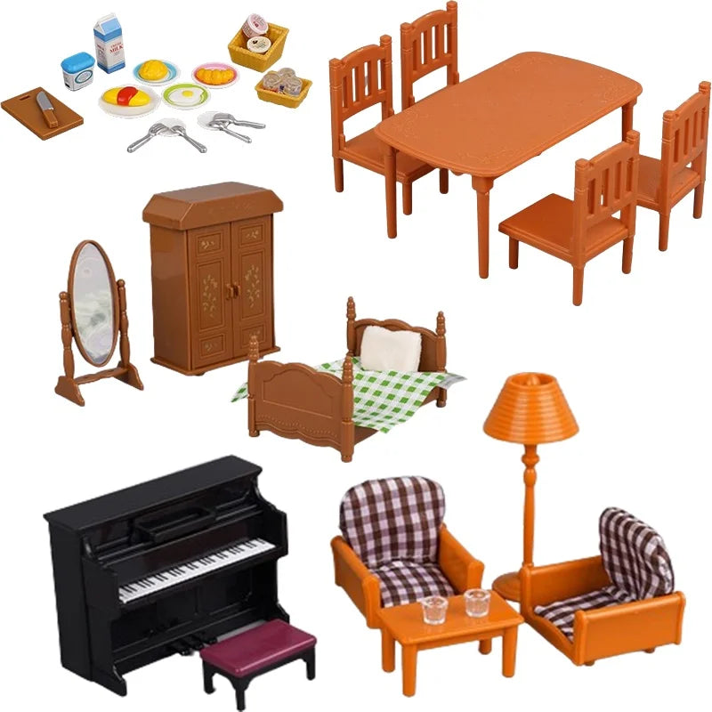 1 12 Forest Family Dollhouse Furniture Montessori Miniature Doll