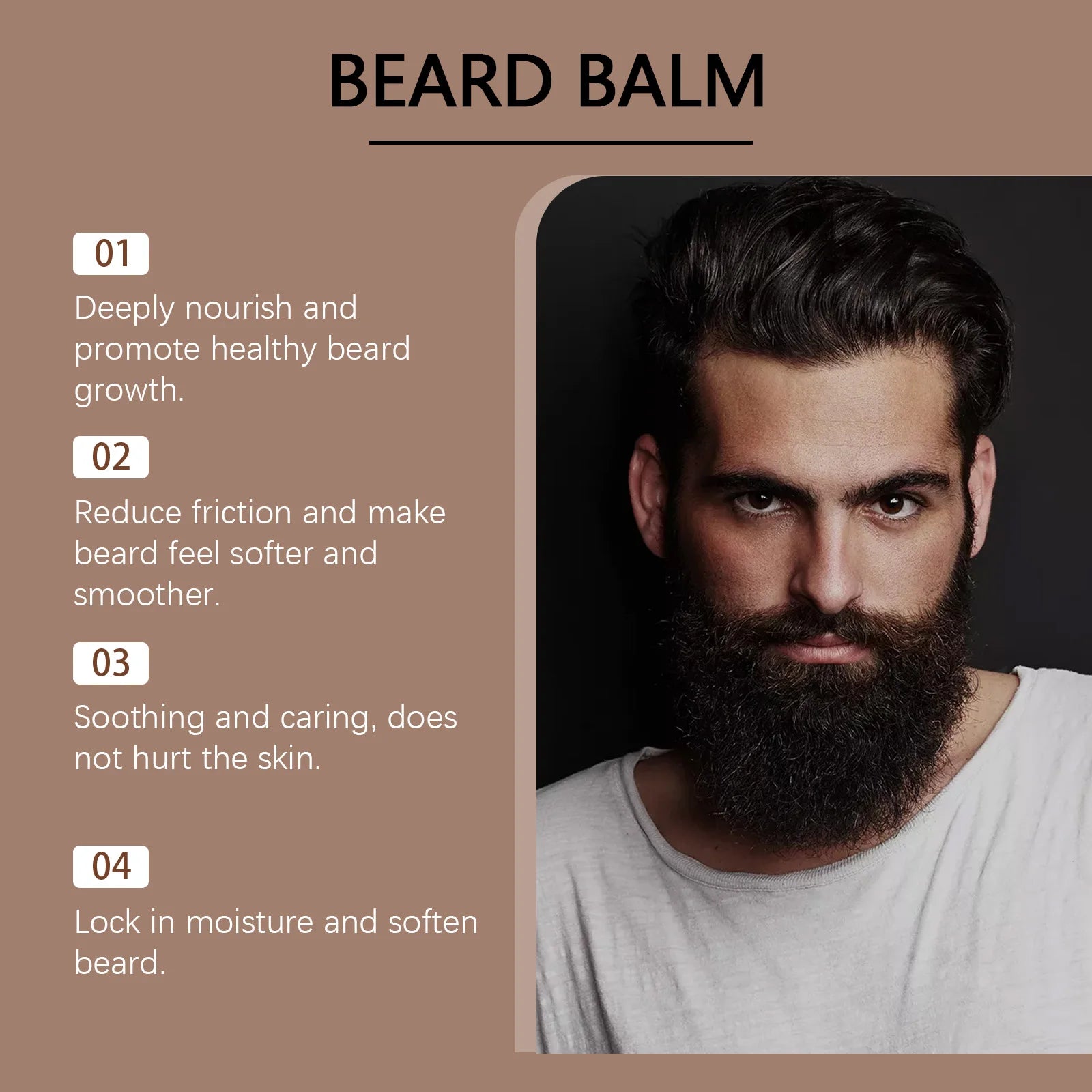 East Moon Coconut Oil Men's Beard Care Wax Moisturize Smooth Dashing Nourish Mustaches Natural Styling Soften Beard Growth Balm Zpaxo