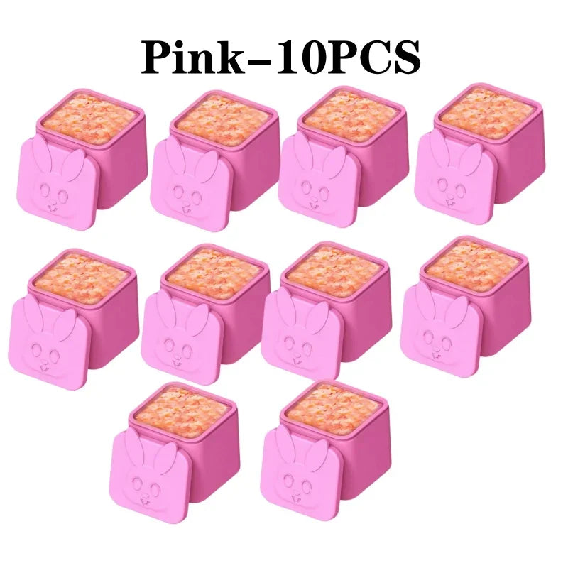 Silicone Lunch Box Sauce Divider Cup Lid Square Small Fits Most Bento Zpaxo Pink-10PCS