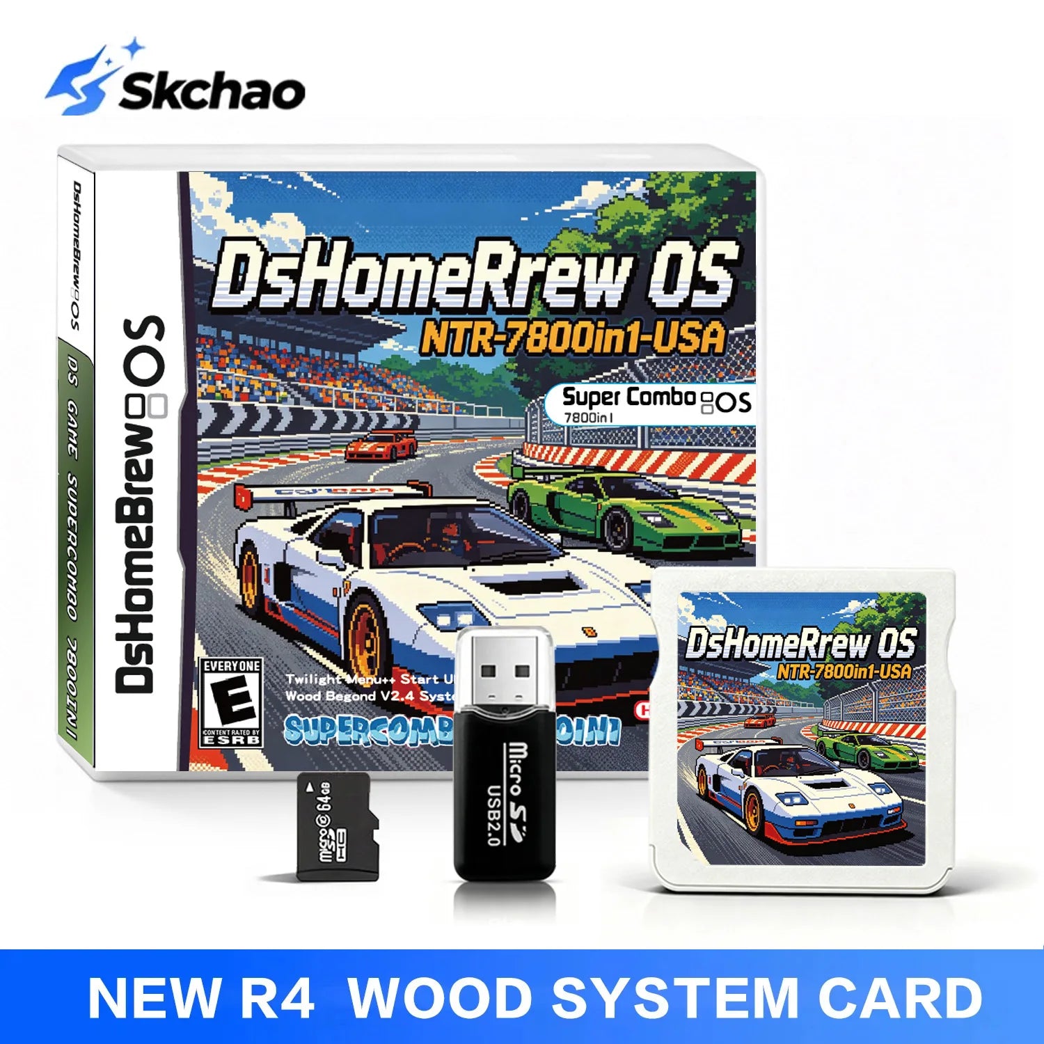Collection 7800 in 1 Card DsHomeBrew OS Wood System FlashCard For NDS 3DS MD GB GBC FC PCE Vedio Game Card With 64G Memory Card Zpaxo