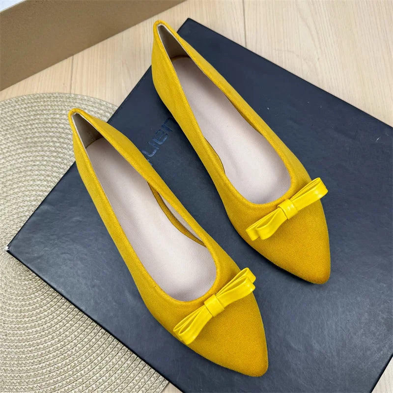 Flat Shoes for Women Spring and Summer 2025 New Butterfly Bow Pointed Toe Ballet Shoes Shallow Plus Size Women's Shoes 42 43 44 Zpaxo 14 43