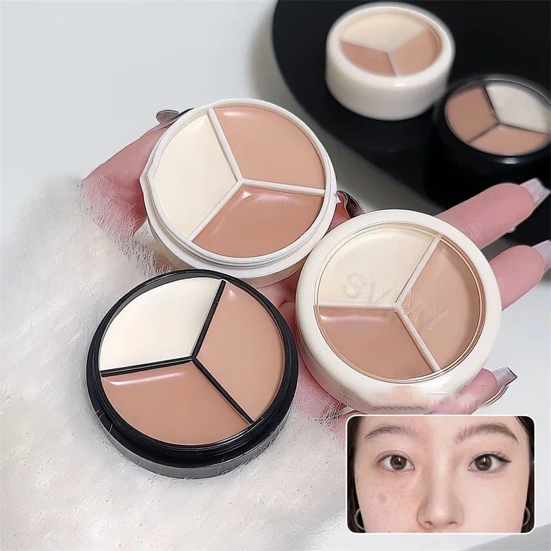 3-Color Concealer Palette Coverage Cover Anti Dark Circle Freckle Zpaxo