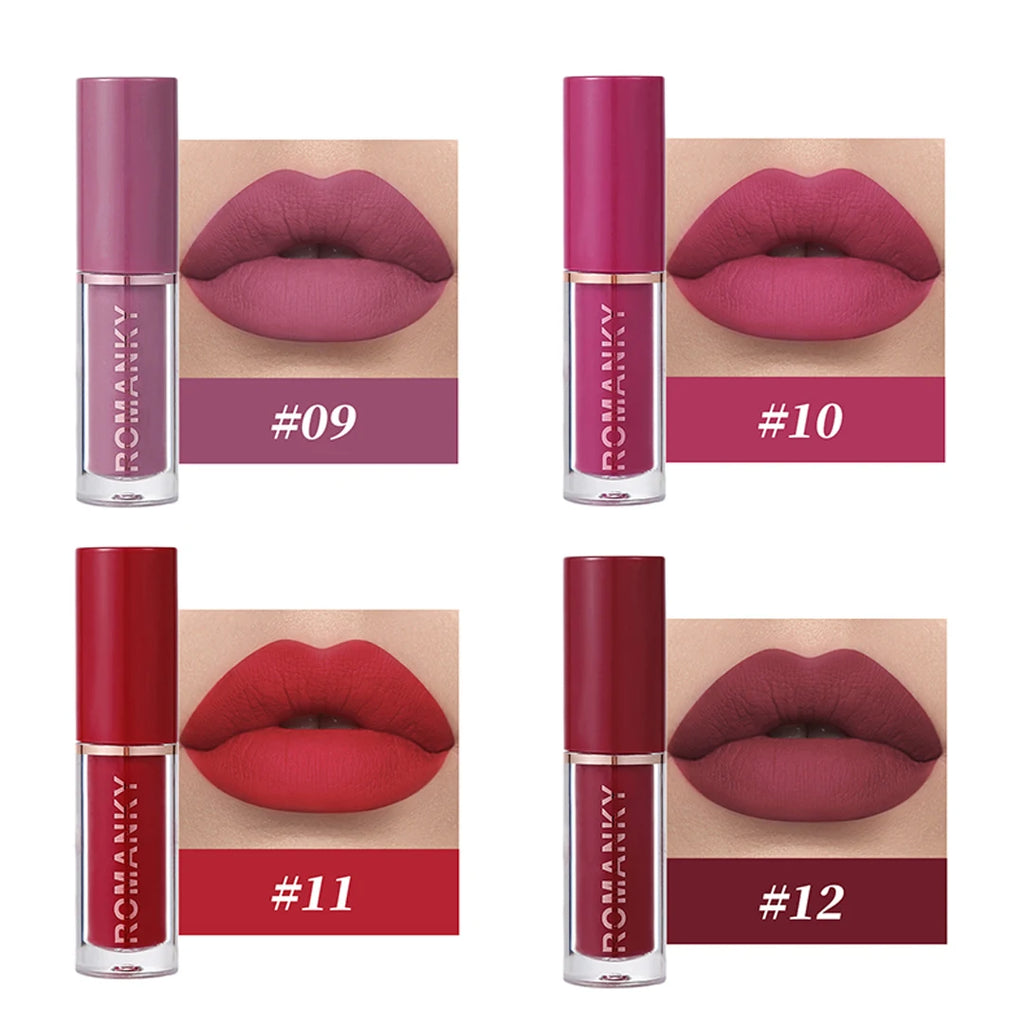 Matte Lip Gloss Smudge Proof Velvet Texture 12 Long-lasting Shades Zpaxo