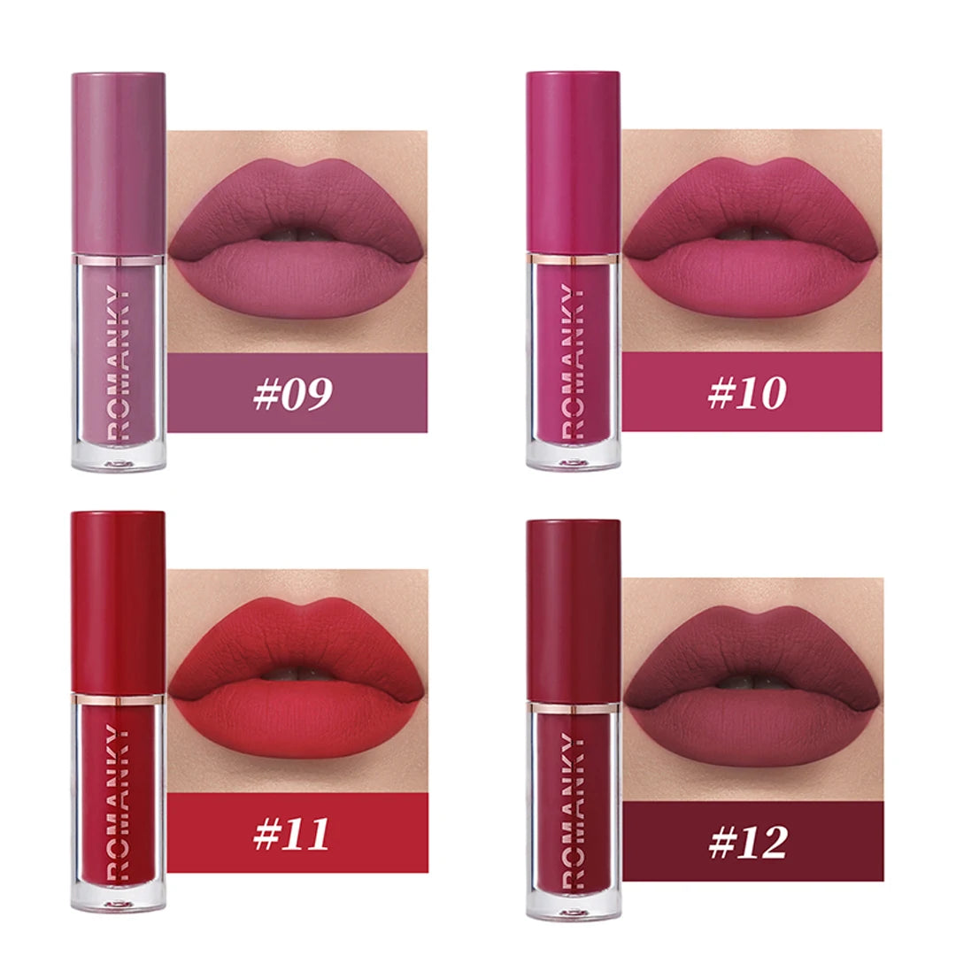 Matte Lip Gloss Smudge Proof Velvet Texture 12 Long-lasting Shades Zpaxo