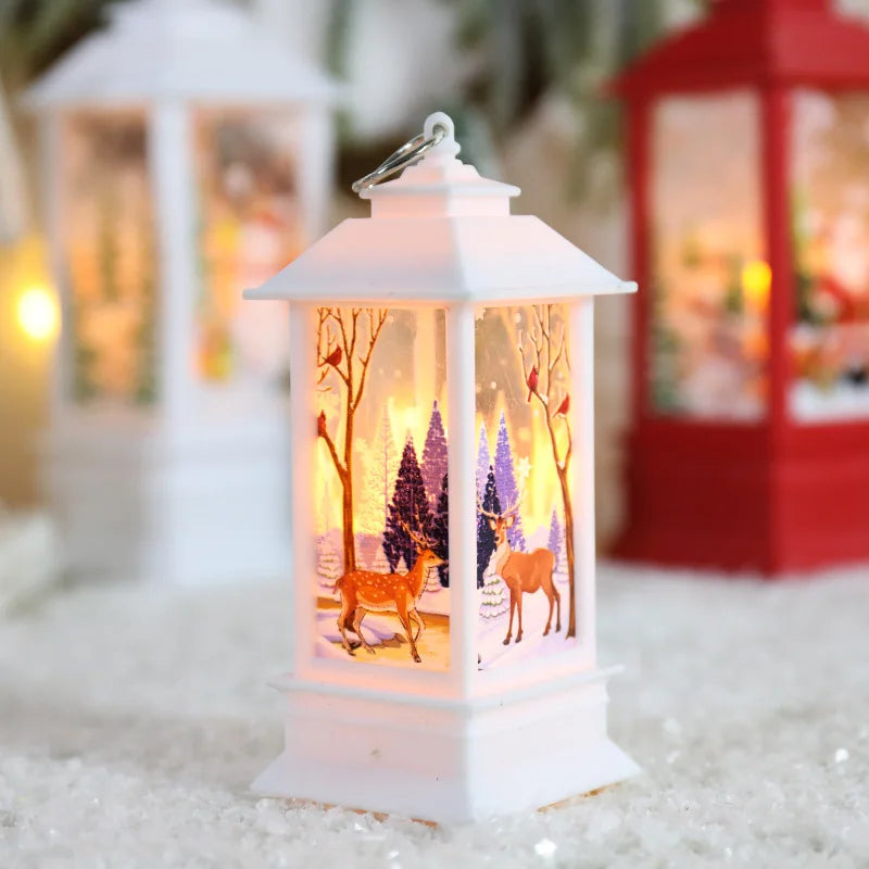 Christmas Glow LED Table Lamp Santa Claus Lantern Decor Snowman Zpaxo White-Elk 10PCS