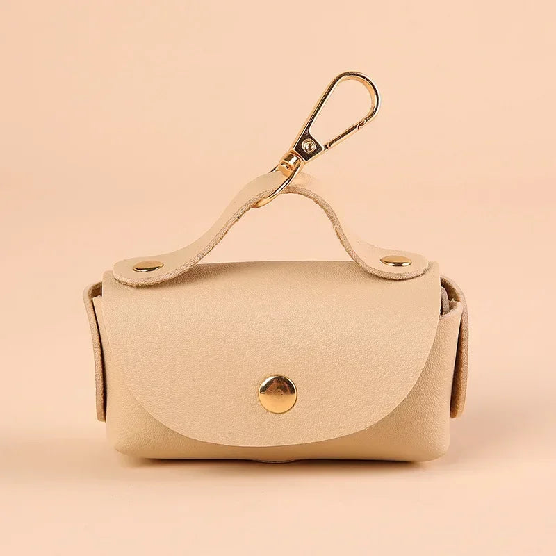 Stylish Pet Bag Holder Faux Leather Pet Poop Bag Holder with Dispenser for Dog Bags Portable Dog Poop Bag Organizer Supplies Pet Zpaxo Khaki