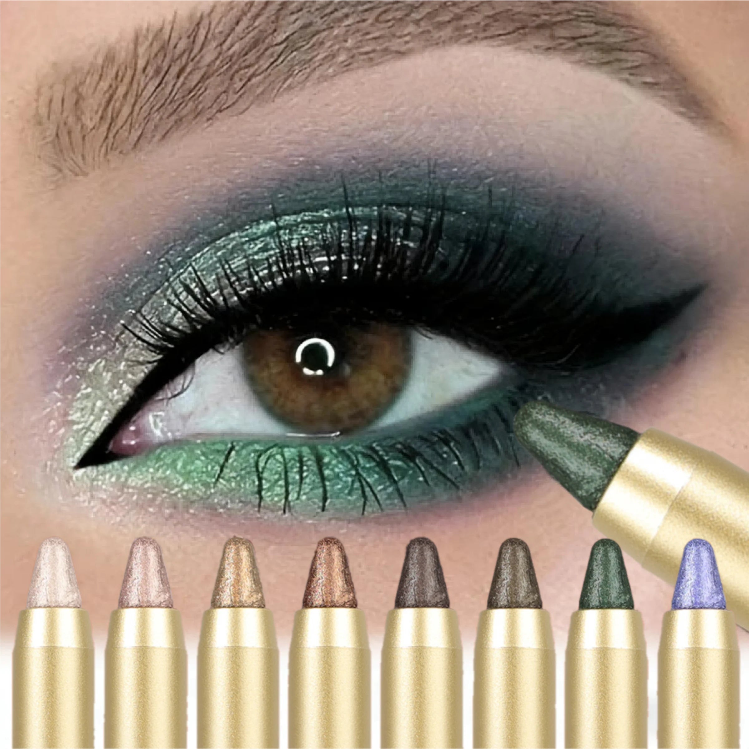 1PC Pearl Eyeshadow Stick, Matte Finish, Green/Pink Eyeshadow, Highlighter Eyeshadow, Waterproof and Long-Lasting Eye Makeup Zpaxo
