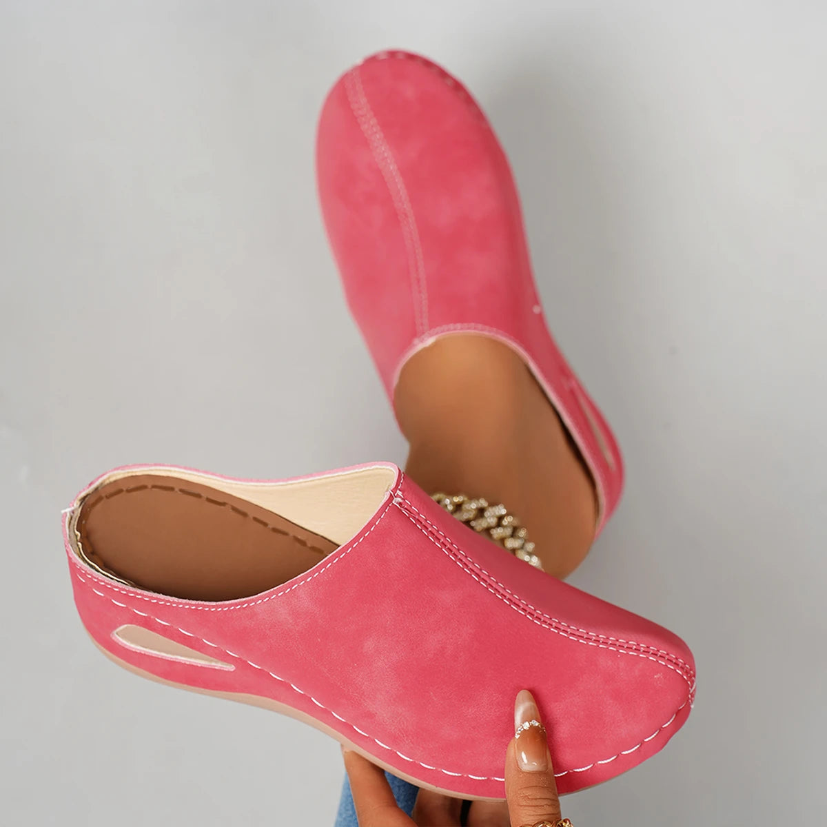 Women Mules Slippers 2025 New Designer Shoes Women Casual Platform Sandals Comfortable Slip on Fashion Slippers Slides Women Zpaxo Rosy Red 39