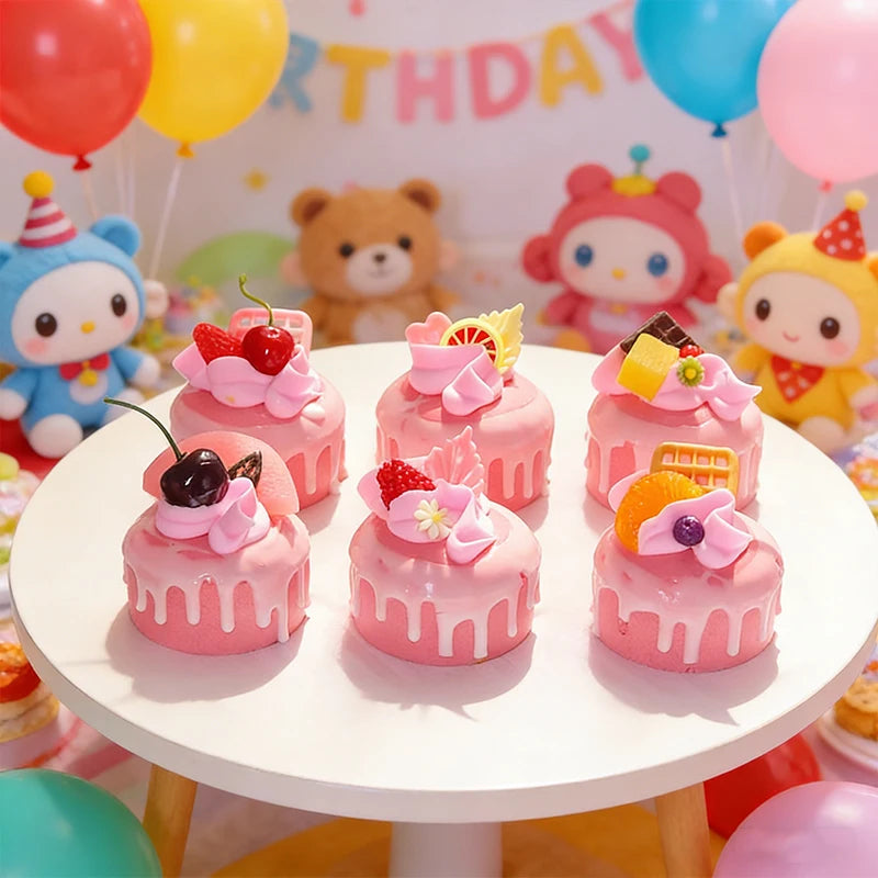 Realistic Artificial Cake Fake Model Pink Simulation Dessert