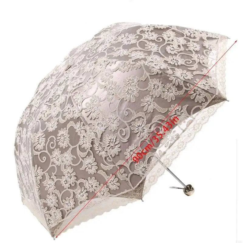 Luxury Flower Umbrella Rain Women 3 Folding Double Layer Parasol