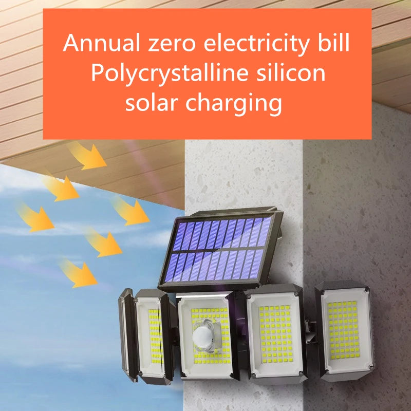 IP65 Solar Wall Light – 5-Head Motion Sensor Outdoor LED Lamp Solar Wall Light Zpaxo