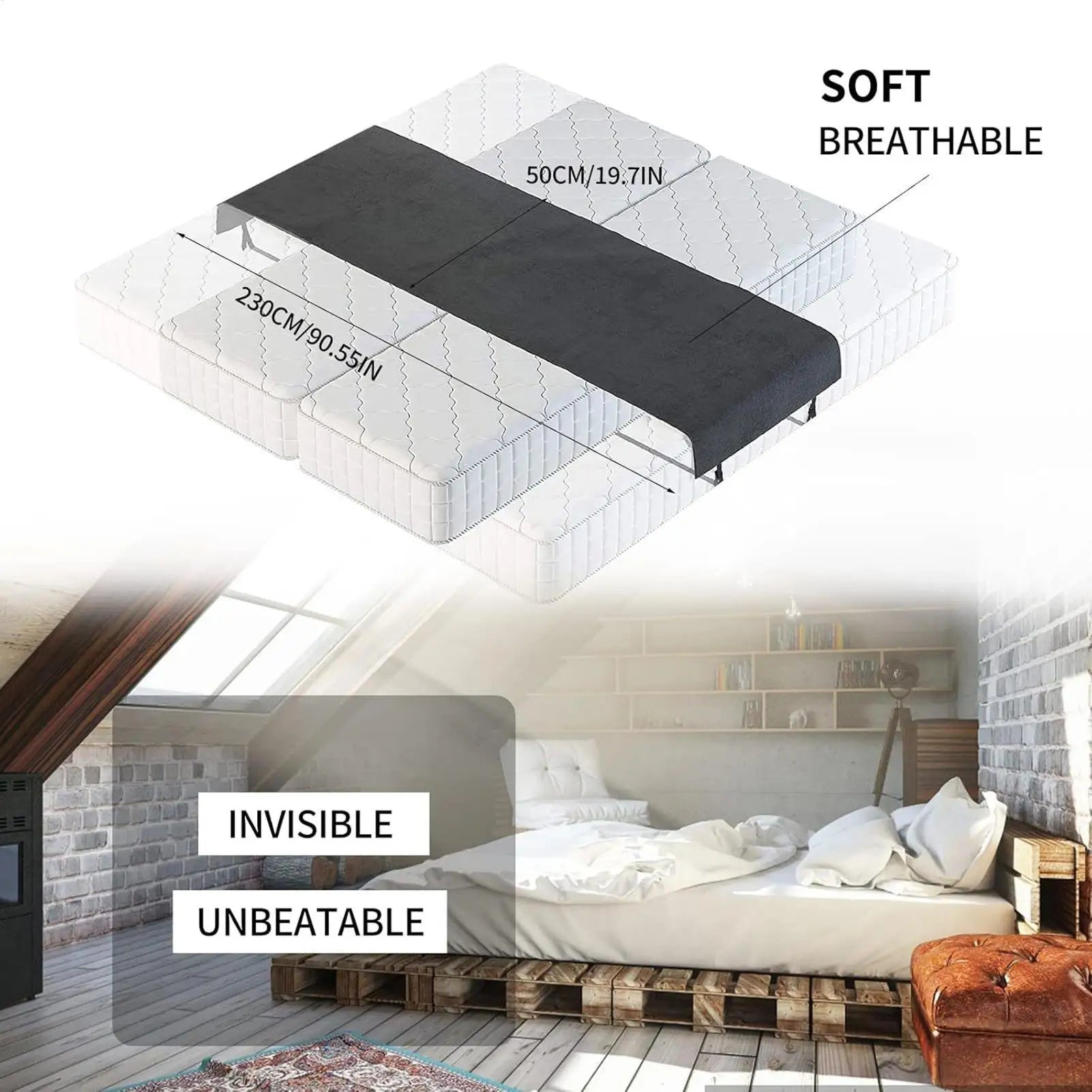 Bed Bridge Split Filler with Sheet Straps Large Double Mattress Bridge Converter for Families Couples Guest Bedroom Sleeping Zpaxo