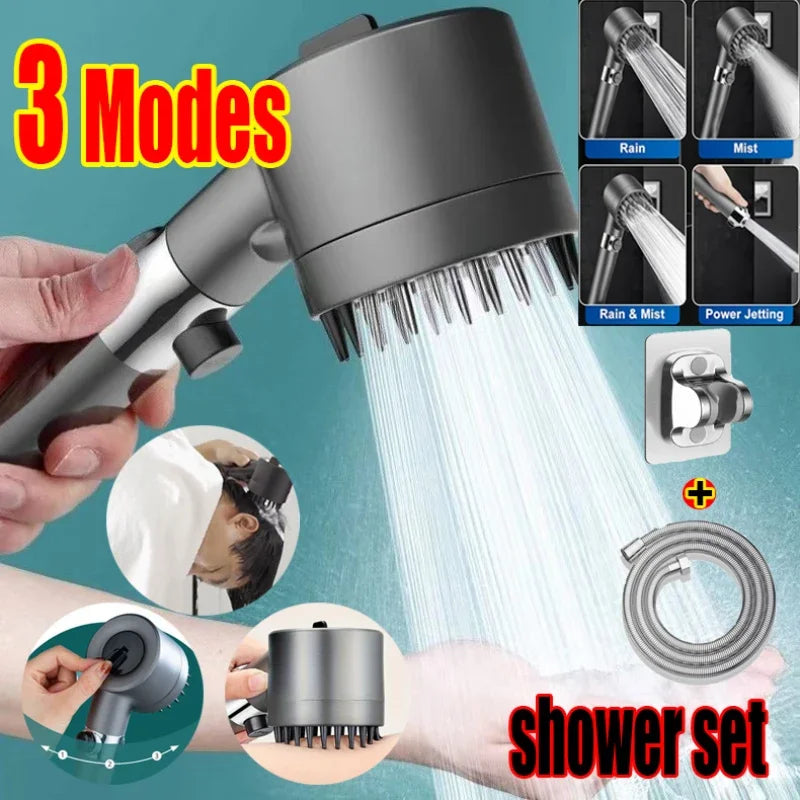 Strong Current Shower Head Powerful High Pressure Shower Head Adjustable Spray Massage Rain Faucet Shower Set Bathroom Zpaxo