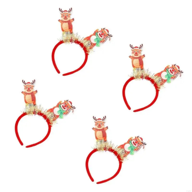 Christmas Party Headband Elastic Santa Snowman Deer Plastic Hair