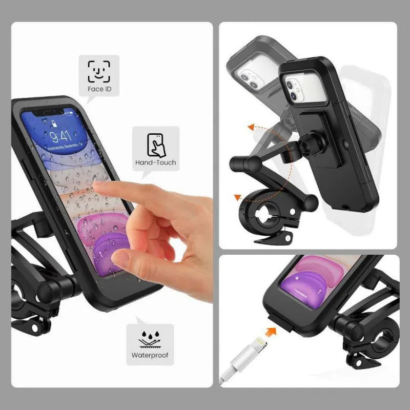 Waterproof Motorcycle Bike Mobile Phone Holder Magnetic Universal Zpaxo