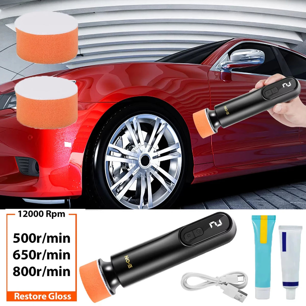 Small Car Buffer Waxer Adjustable 3 Speed Cordless Scratch Repair LED