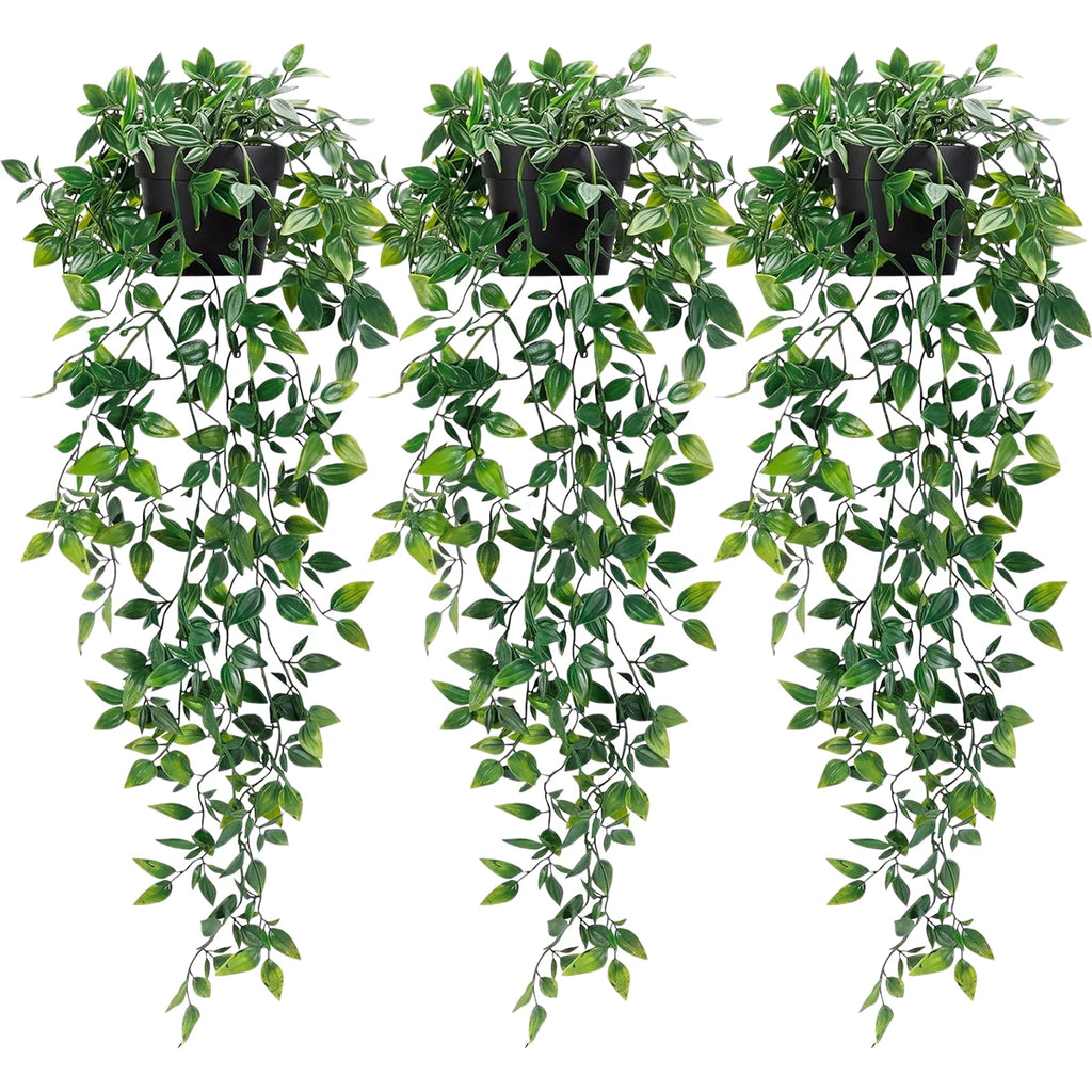 Artificial Hanging Plants Set – String of Pearls, Ivy & Fern