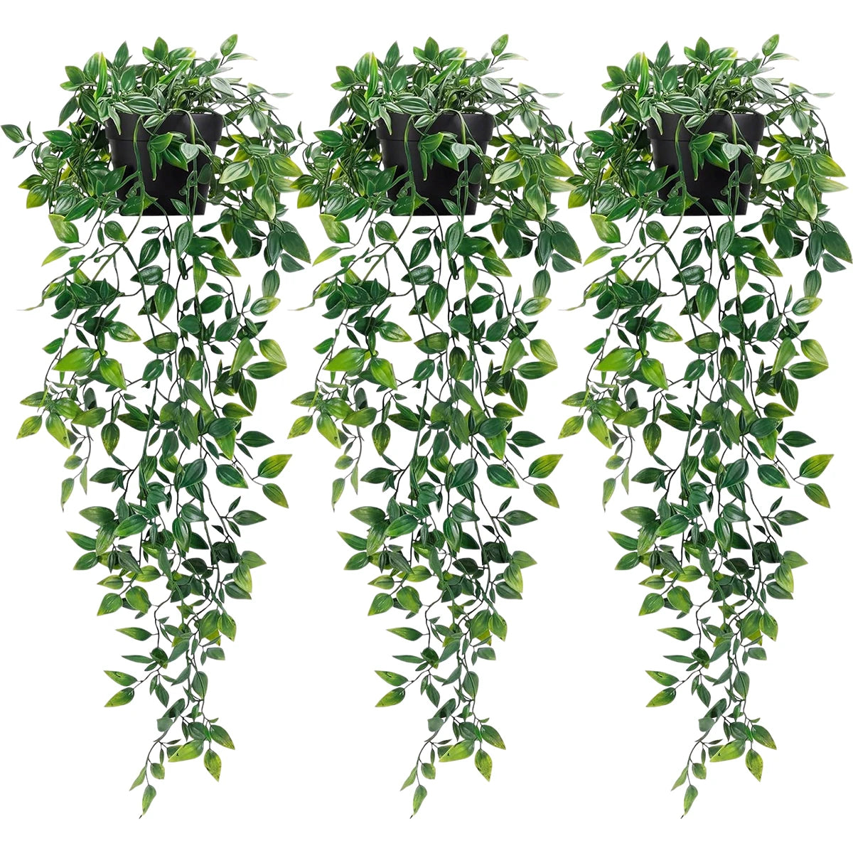 Artificial Hanging Plants Set – String of Pearls, Ivy & Fern