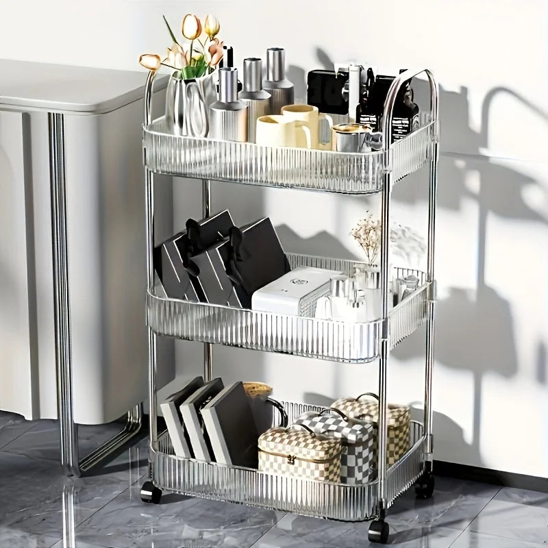 Modern Universal Wheel Design Transparent Acrylic Rolling Storage