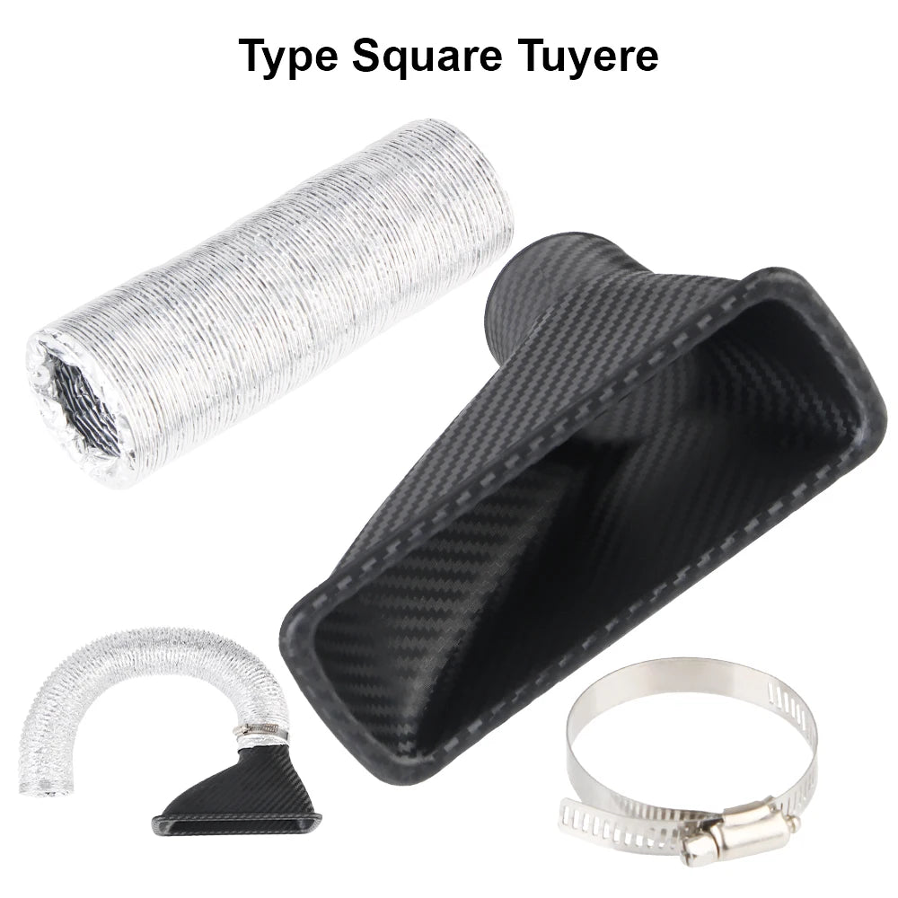 Car Front Bumper Air Intake System Funnel Pipe Round Square Nozzles