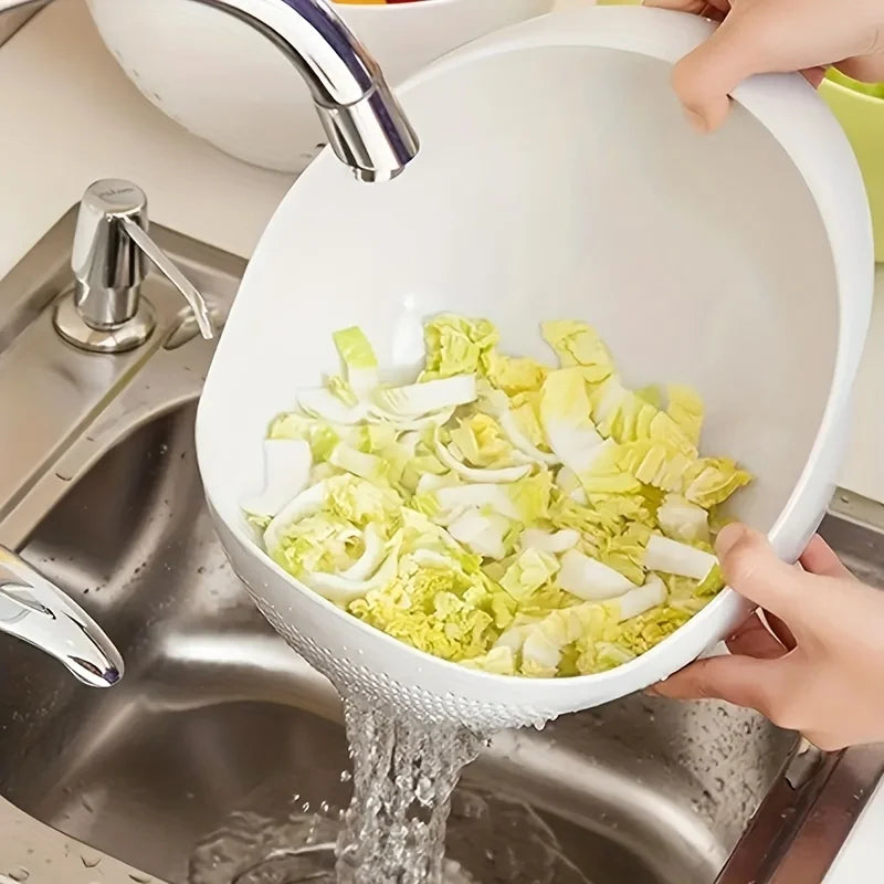 Kitchen Washing Basket Plastic Drainage Colander Rice Vegetables