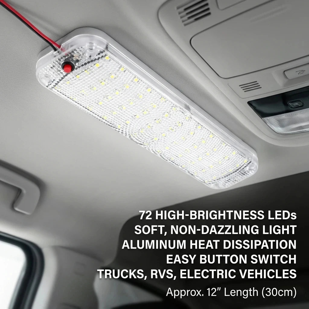 72LED Interior Light Bar Strip Switch LED Car Lamp Lighting Camper