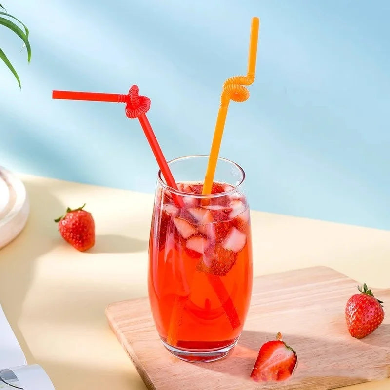 New 100Pcs Foldable Multicolor Disposable Long Straw, Single Curved Colored Food Grade Beverage, Milk Tea, Fruit Juice Straw Zpaxo